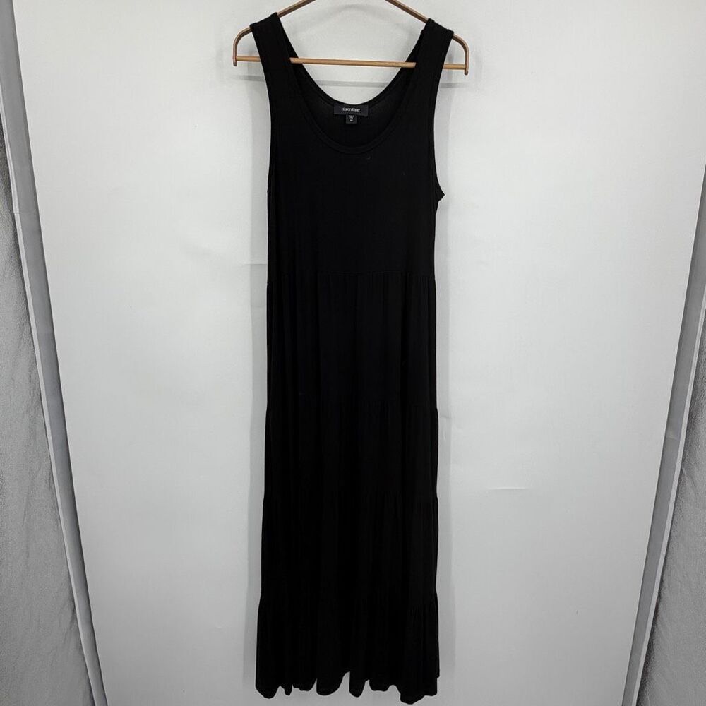 Karen Kane Black Tiered Maxi Dress Sleeveless Scoop Neck Made in USA Size Medium